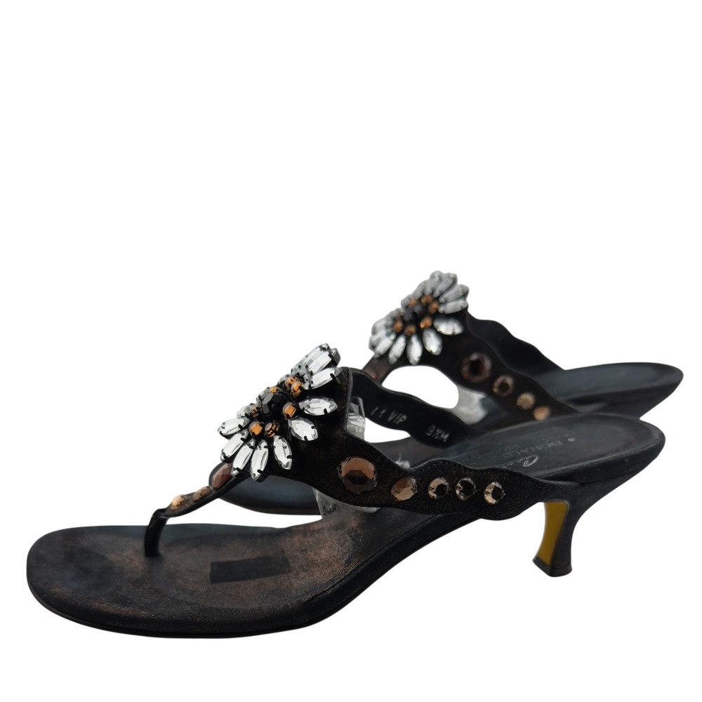 Donald J. Pliner Black Jeweled Thong Sandals - Picture 4 of 15